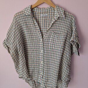 Madewell Women's Hilltop Botton Down Cropped Shirt Size Medium